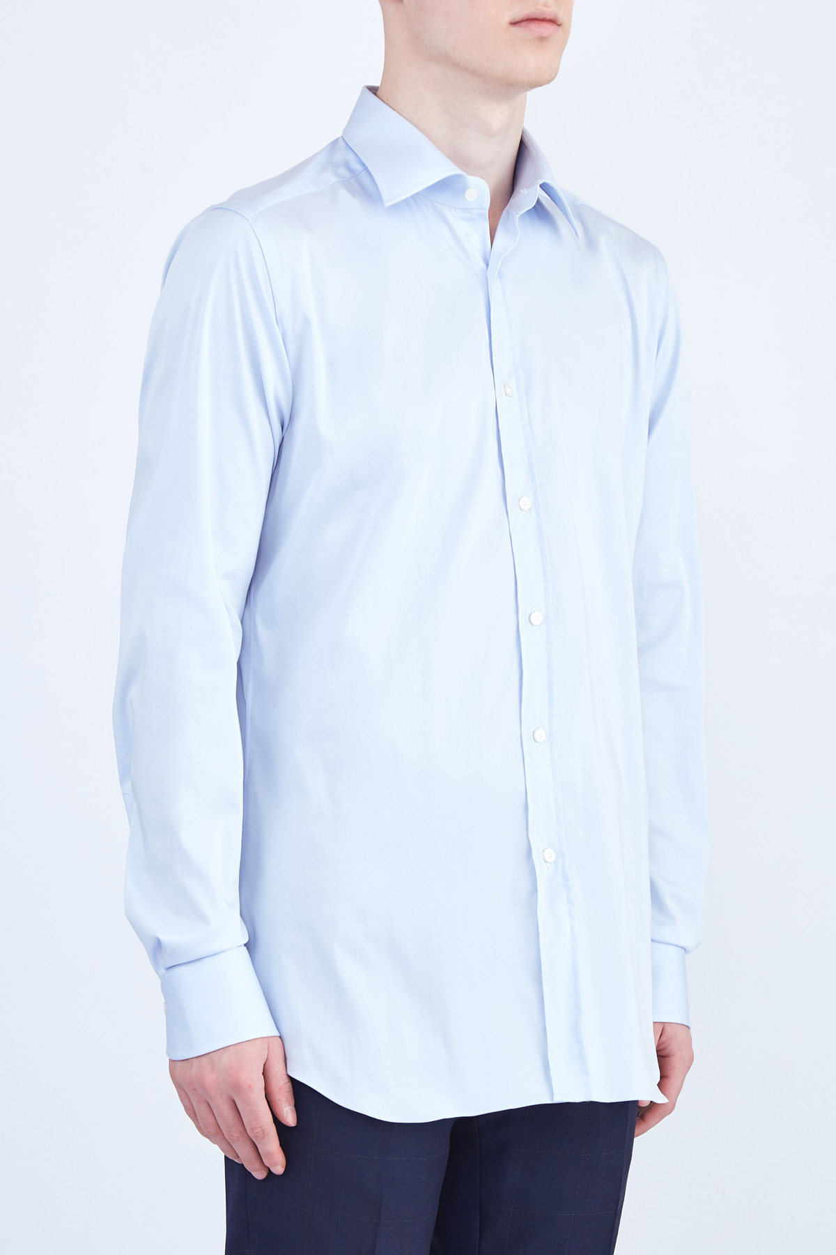Классическая рубашка из эластичного поплина Albini XACUS, цвет голубой, размер 48;50;56 - фото 3